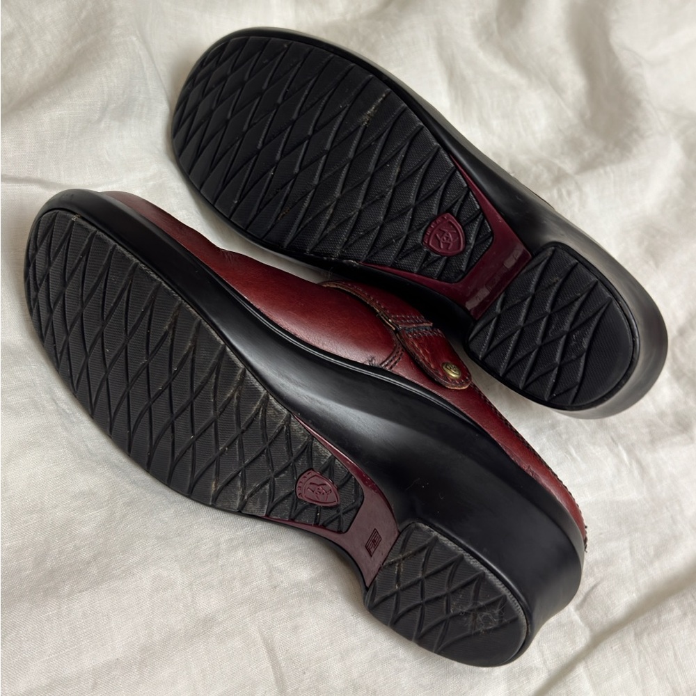 Ariat Red Leather Slip On Clogs Size 7 Classic Western - Picture 7 of 11